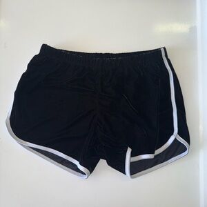 Black and White Athletic Shorts with Scalloped Hem